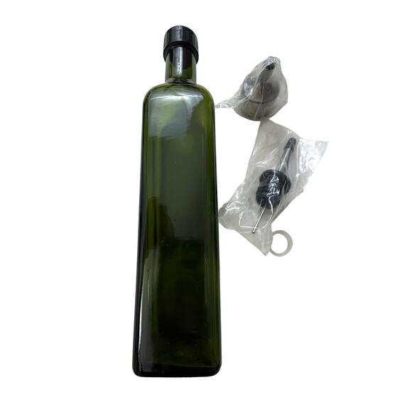 Kitchen Green Glass Cruet Oil or Vinegar Bottle 16 oz - Picture 1 of 16